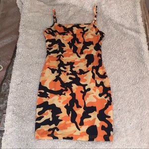 orange camo dress